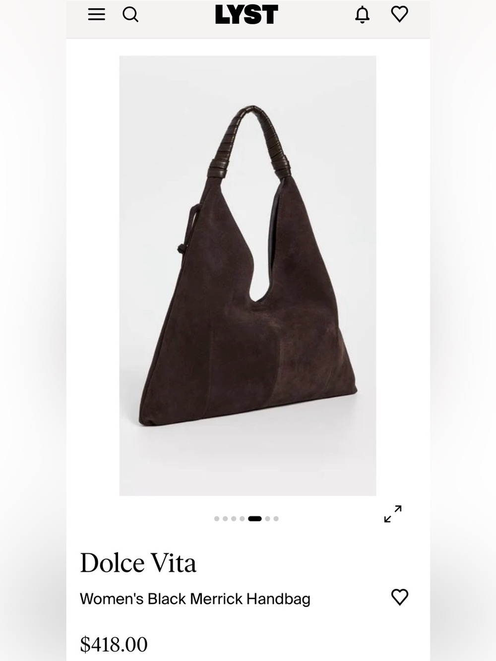 Dolce Vita Merrick Espresso Suede Slouchy Hobo Bag BNWT - Picture 7 of 16